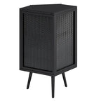 Armoire à linge d'angle au sol avec porte en verre trempé, dimensions : 56,5 cm (L) x 42 cm (P) x 80 cm (H)