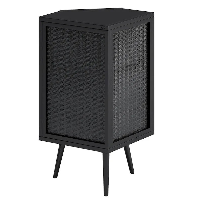Armoire à linge d'angle au sol avec porte en verre trempé, dimensions : 56,5 cm (L) x 42 cm (P) x 80 cm (H)