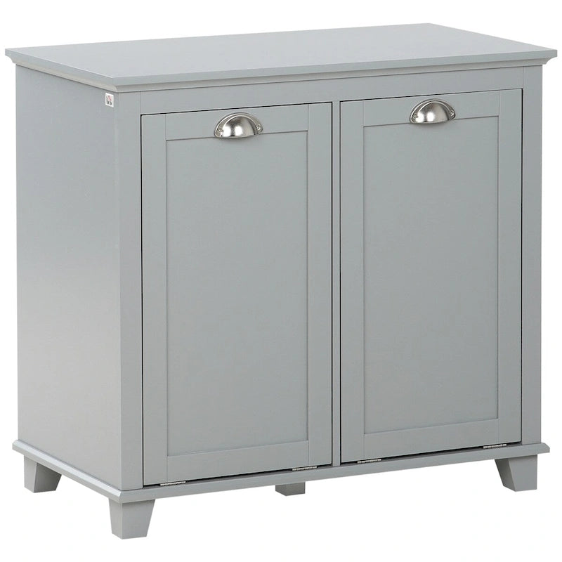 Armoire de rangement pour linge basculante, organisateur de salle de bain avec panier à linge basculant à deux compartiments