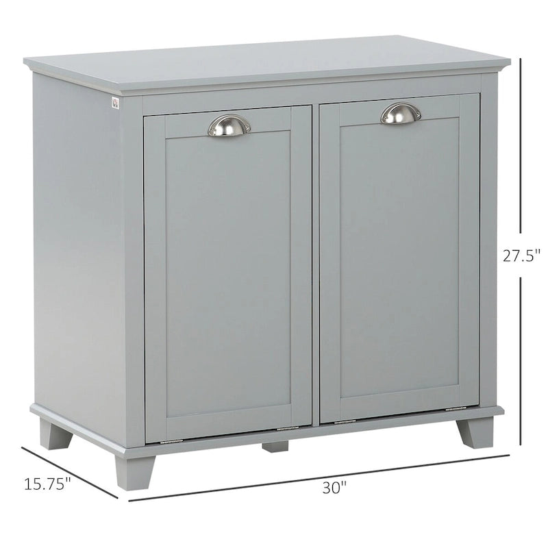 Armoire de rangement pour linge basculante, organisateur de salle de bain avec panier à linge basculant à deux compartiments