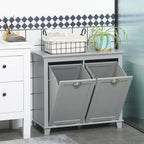 Armoire de rangement pour linge basculante, organisateur de salle de bain avec panier à linge basculant à deux compartiments
