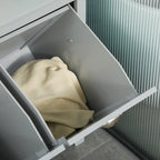 Armoire de rangement pour linge basculante, organisateur de salle de bain avec panier à linge basculant à deux compartiments