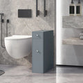 HOMCOM Organisateur de sol gris pour salle de bain, meuble de rangement étroit et peu encombrant, porte-papier toilette avec tiroirs
