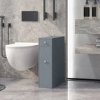 HOMCOM Organisateur de sol gris pour salle de bain, meuble de rangement étroit et peu encombrant, porte-papier toilette avec tiroirs
