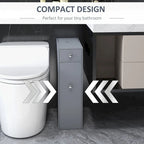 HOMCOM Organisateur de sol gris pour salle de bain, meuble de rangement étroit et peu encombrant, porte-papier toilette avec tiroirs