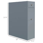 HOMCOM Organisateur de sol gris pour salle de bain, meuble de rangement étroit et peu encombrant, porte-papier toilette avec tiroirs