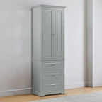 Armoire de rangement haute minimaliste standard autoportante pour salle de bain, avec un placard et 3 tiroirs