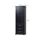 Armoire de rangement haute minimaliste standard autoportante pour salle de bain, avec un placard et 3 tiroirs