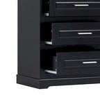 Armoire de rangement haute minimaliste standard autoportante pour salle de bain, avec un placard et 3 tiroirs