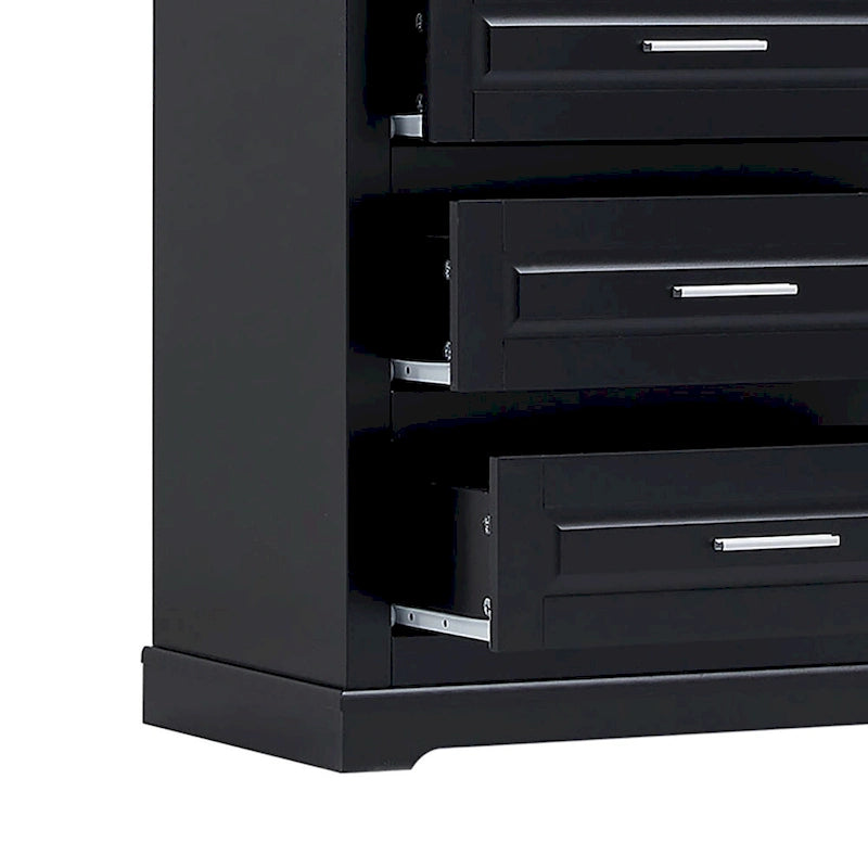 Armoire de rangement haute minimaliste standard autoportante pour salle de bain, avec un placard et 3 tiroirs