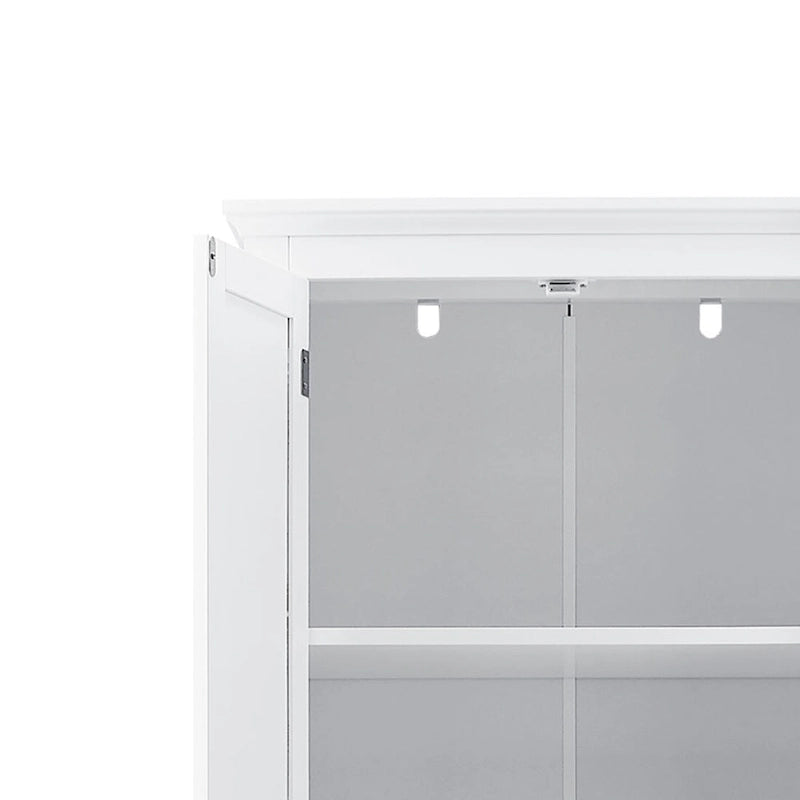 Armoire de rangement haute minimaliste standard autoportante pour salle de bain, avec un placard et 3 tiroirs