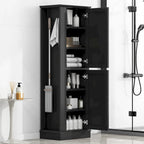 Armoire de rangement haute pour salle de bain avec crochet et étagère réglable