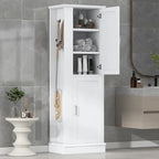 Armoire de rangement haute pour salle de bain avec crochet et étagère réglable