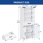 Armoire de rangement Moasis 58 pouces de haut pour salle de bain, avec portes et étagères