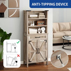 Armoire de rangement Moasis 58 pouces de haut pour salle de bain, avec portes et étagères