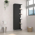 Armoire à linge Urano avec miroir, quatre étagères intérieures, cinq étagères extérieures - Noir