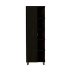 Armoire à linge Urano avec miroir, quatre étagères intérieures, cinq étagères extérieures - Noir