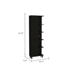 Armoire à linge Urano avec miroir, quatre étagères intérieures, cinq étagères extérieures - Noir