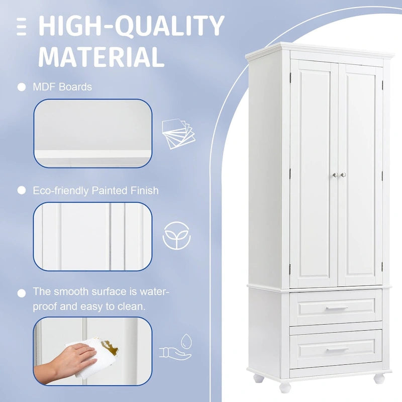 Armoire de rangement haute à deux tiroirs pour salle de bain/bureau - 24 x 62,5