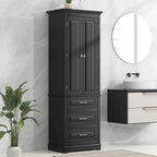Armoire de rangement de 70 cm de haut avec portes et trois tiroirs pour salle de bain/bureau