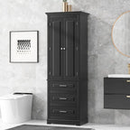 Armoire de rangement de 70 cm de haut avec portes et trois tiroirs pour salle de bain/bureau