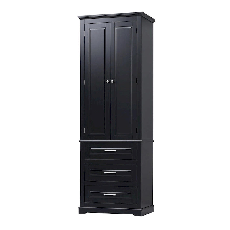 Armoire de rangement de 70 cm de haut avec portes et trois tiroirs pour salle de bain/bureau