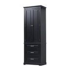 Armoire de rangement de 70 cm de haut avec portes et trois tiroirs pour salle de bain/bureau