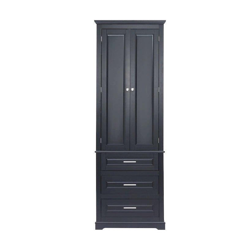 Armoire de rangement de 70 cm de haut avec portes et trois tiroirs pour salle de bain/bureau