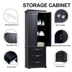 Armoire de rangement de 70 cm de haut avec portes et trois tiroirs pour salle de bain/bureau