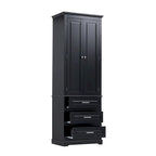 Armoire de rangement de 70 cm de haut avec portes et trois tiroirs pour salle de bain/bureau