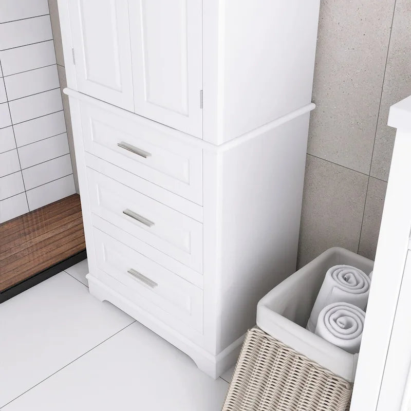 Armoire de rangement de 70 cm de haut avec portes et trois tiroirs pour salle de bain/bureau
