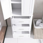Armoire de rangement de 70 cm de haut avec portes et trois tiroirs pour salle de bain/bureau
