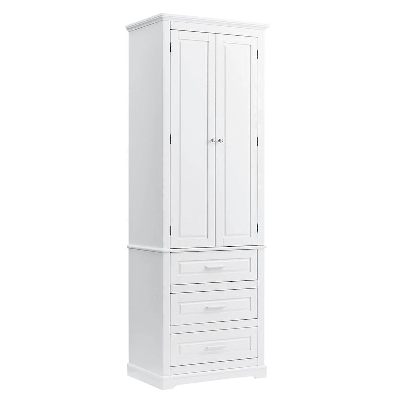 Armoire de rangement de 70 cm de haut avec portes et trois tiroirs pour salle de bain/bureau