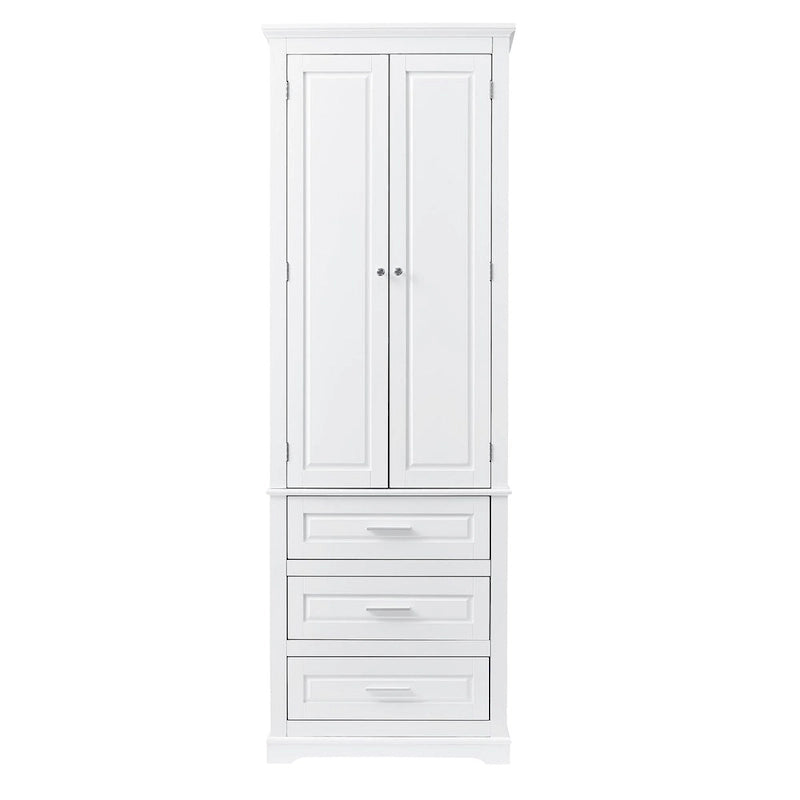 Armoire de rangement de 70 cm de haut avec portes et trois tiroirs pour salle de bain/bureau