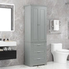 Armoire de rangement de 70 cm de haut avec portes et trois tiroirs pour salle de bain/bureau