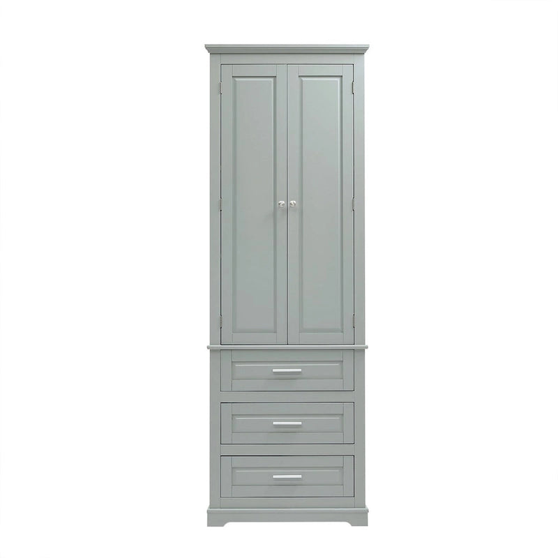 Armoire de rangement de 70 cm de haut avec portes et trois tiroirs pour salle de bain/bureau