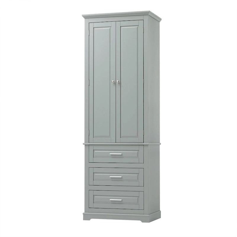 Armoire de rangement de 70 cm de haut avec portes et trois tiroirs pour salle de bain/bureau