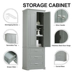 Armoire de rangement de 70 cm de haut avec portes et trois tiroirs pour salle de bain/bureau