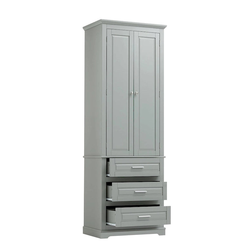 Armoire de rangement de 70 cm de haut avec portes et trois tiroirs pour salle de bain/bureau