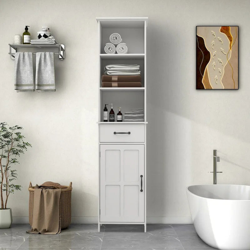 Armoire de rangement de salle de bain en bois de 65 cm de hauteur avec une porte et des étagères