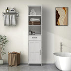 65H Wooden Bathroom Storage Cabinet with Single Door and Shelves