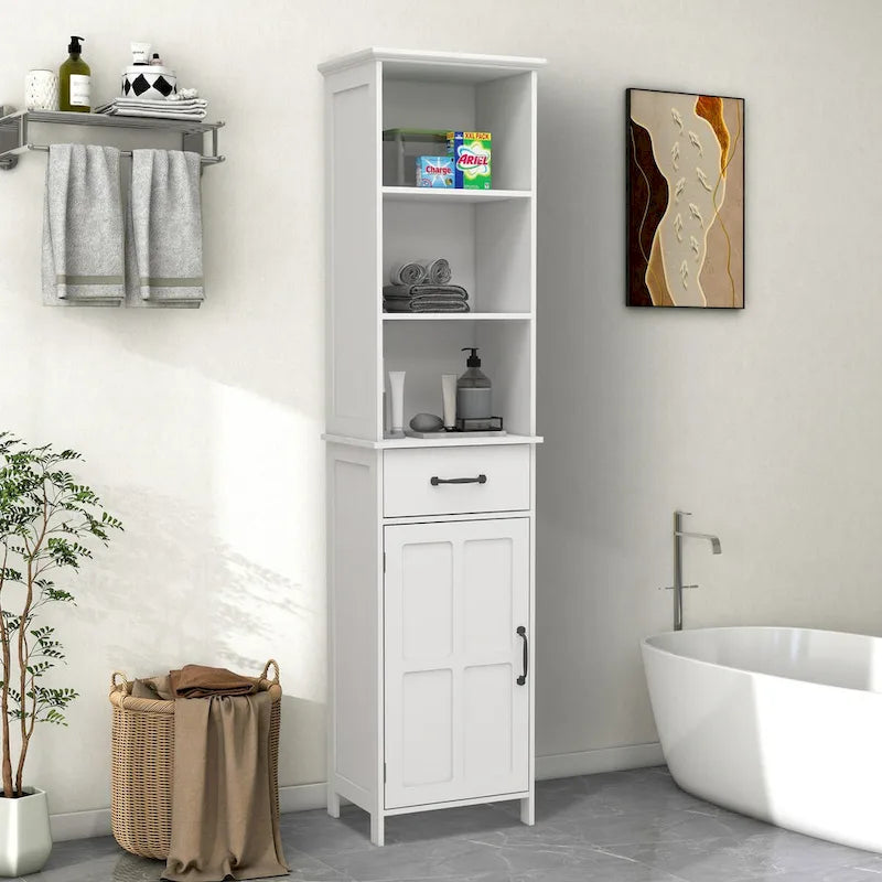 Armoire de rangement de salle de bain en bois de 65 cm de hauteur avec une porte et des étagères