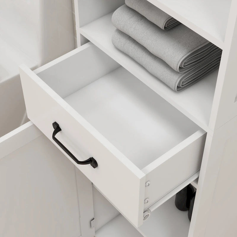 Armoire de rangement de salle de bain en bois de 65 cm de hauteur avec une porte et des étagères