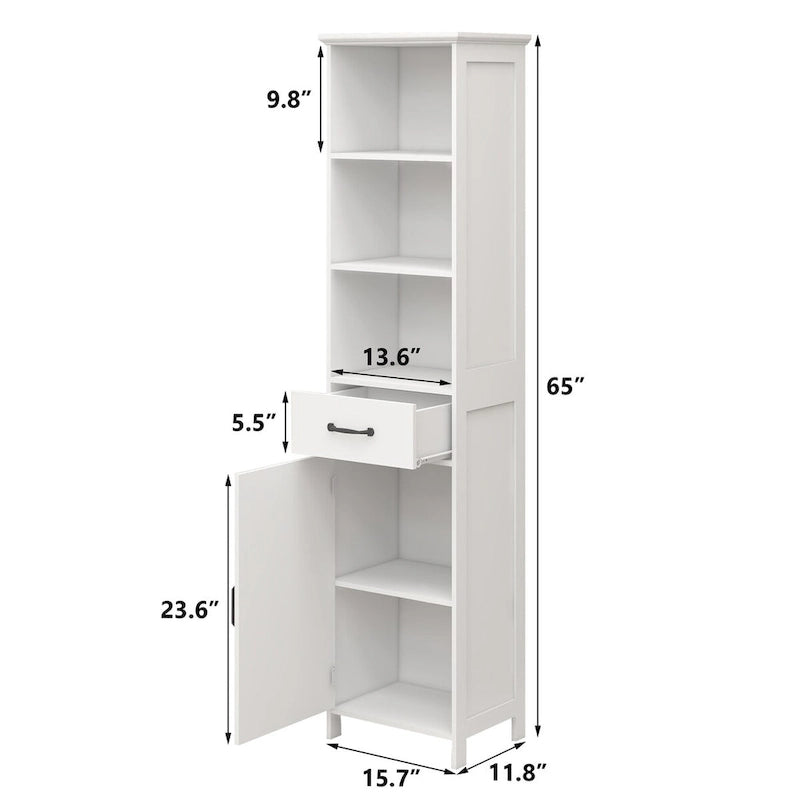 Armoire de rangement de salle de bain en bois de 65 cm de hauteur avec une porte et des étagères