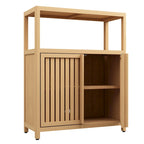 Meuble de salle de bain en bois de 81 cm de haut, à 2 portes, de couleur neutre, avec étagère intérieure