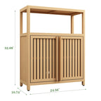 Meuble de salle de bain en bois de 81 cm de haut, à 2 portes, de couleur neutre, avec étagère intérieure