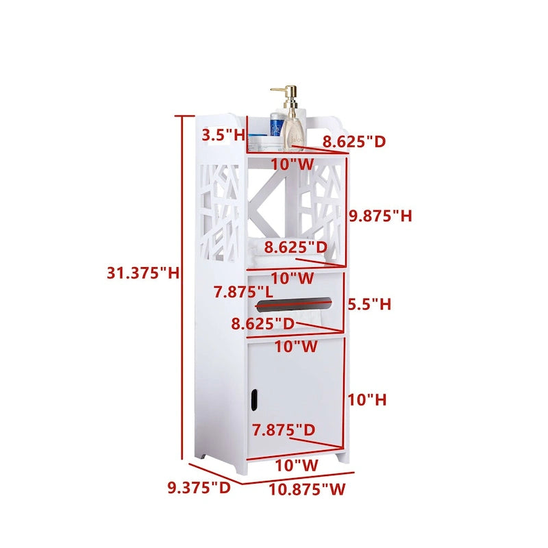 Armoire de rangement au sol pour salle de bain, blanche