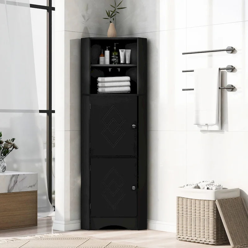 Armoire d'angle de salle de bain autoportante haute