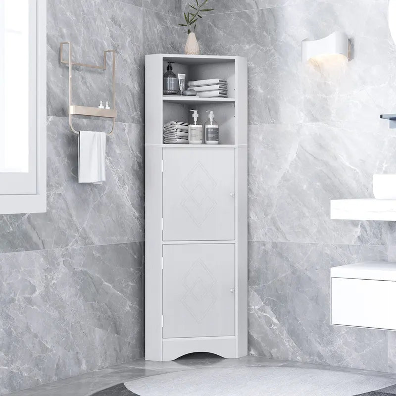 Armoire d'angle de salle de bain autoportante haute