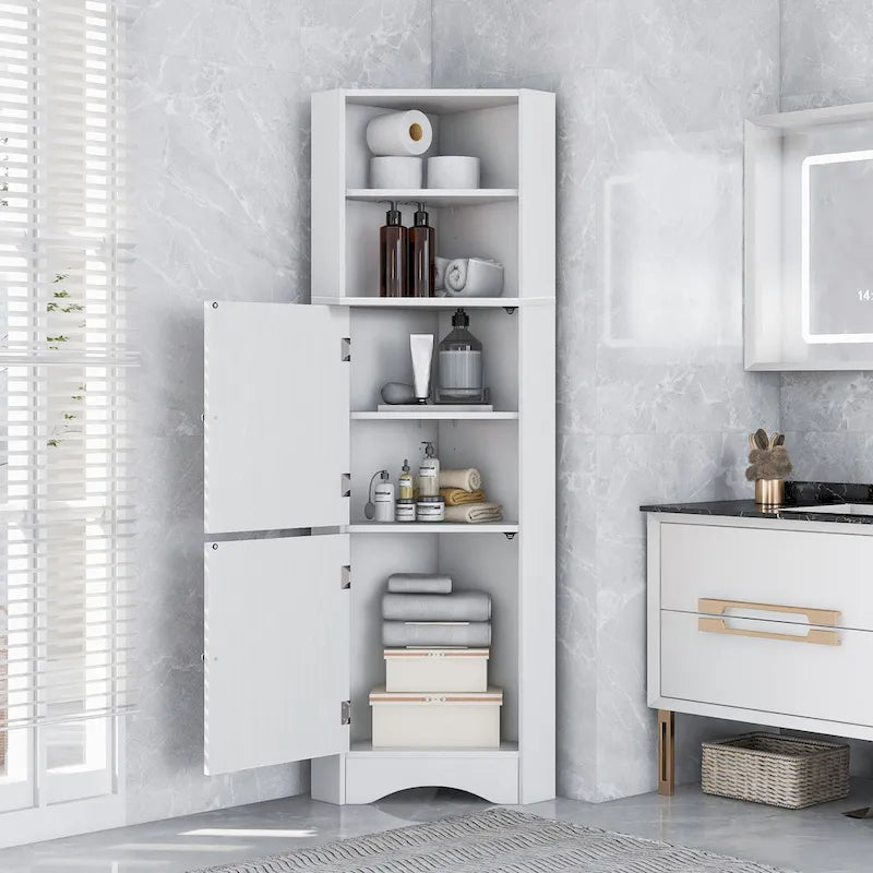 Armoire d'angle de salle de bain autoportante haute